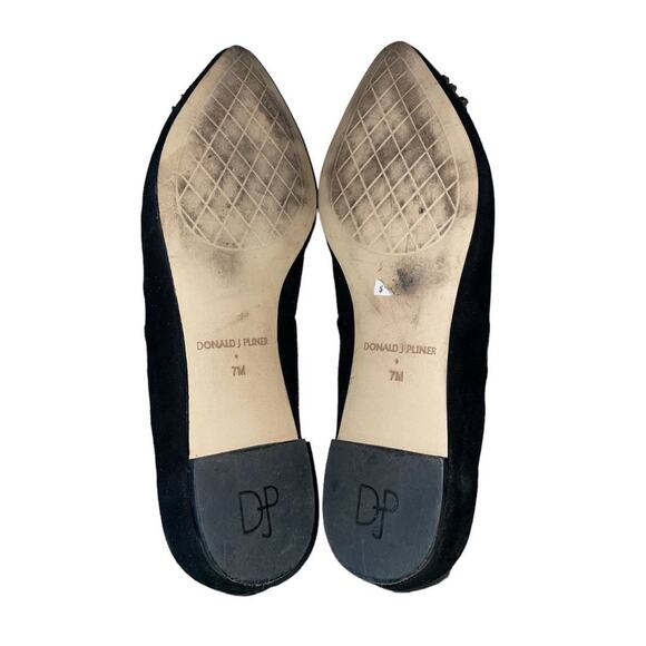 Donald J Pliner Black Bibbi Suede Leather Pointed Toe Flats Size 7 - Picture 14 of 16